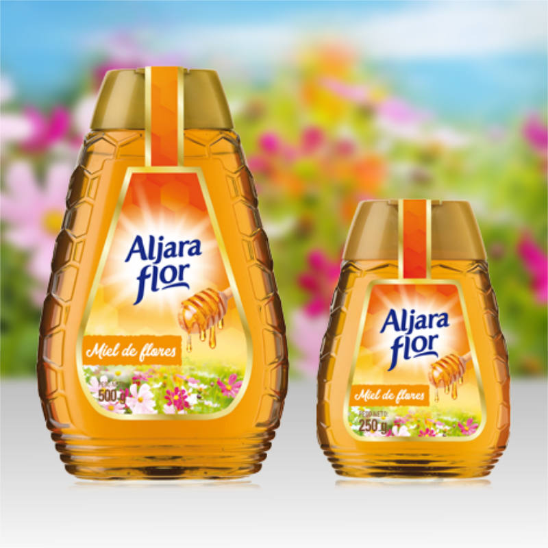 diseño de packaging de Miel AljaraFlor. Botes sirvefácil de miel