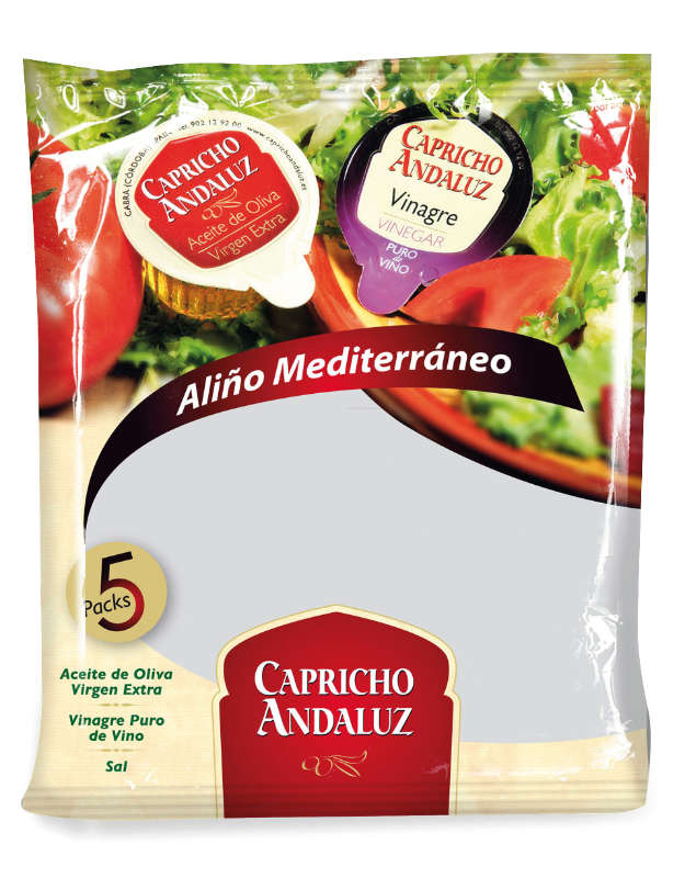 Bolsa con cinco monodosis de aceite de oliva Capricho Andaluz