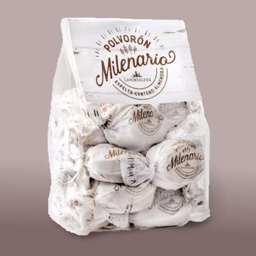 Envase de polvorones Milenario La Fortaleza en bolsa transparente