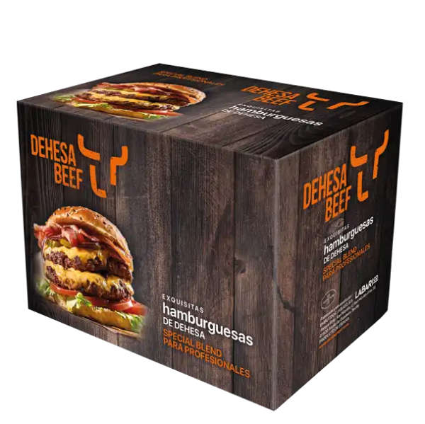 Caja en cartón reciclado para hamburguesas de buey Dehesa Beef