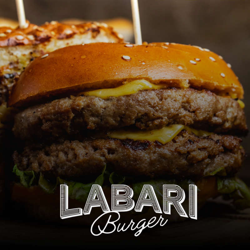 Fotografía de hamburguesa gourmet Labari para diseño publicitario
