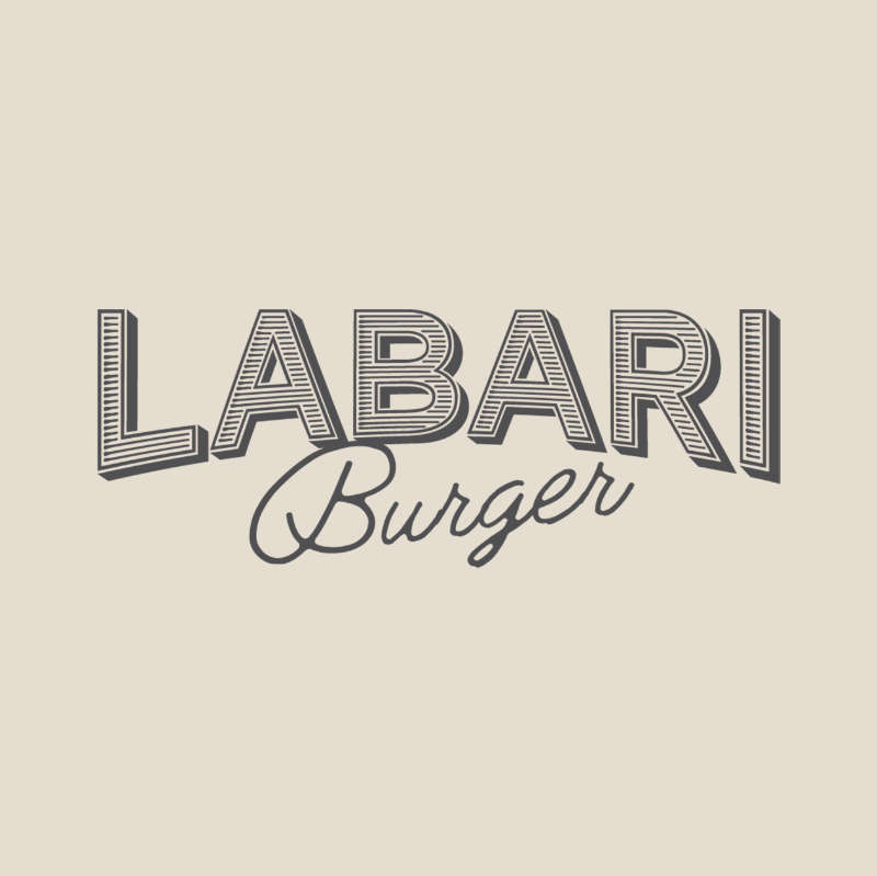 Logotipo cuadrado Labari Burger para branding digital y packaging