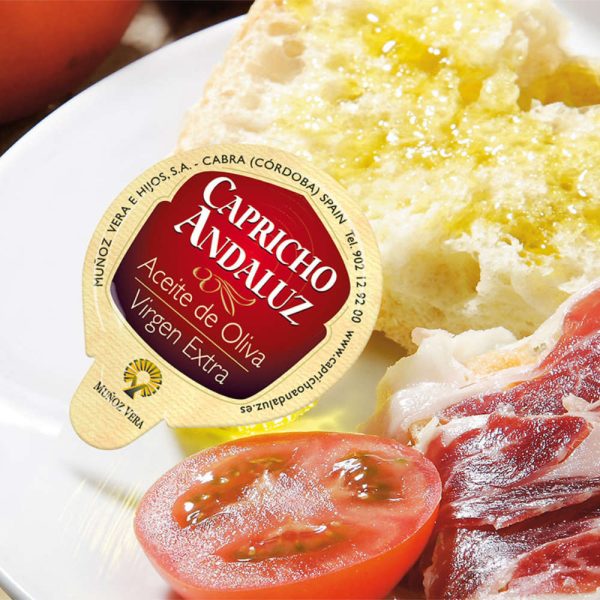 Monodosis individuales de aceite Capricho Andaluz para hostelería