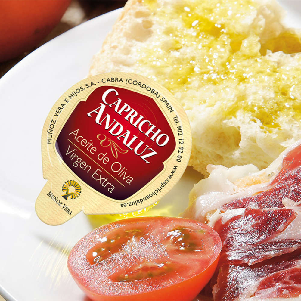 Monodosis individuales de aceite Capricho Andaluz para hostelería
