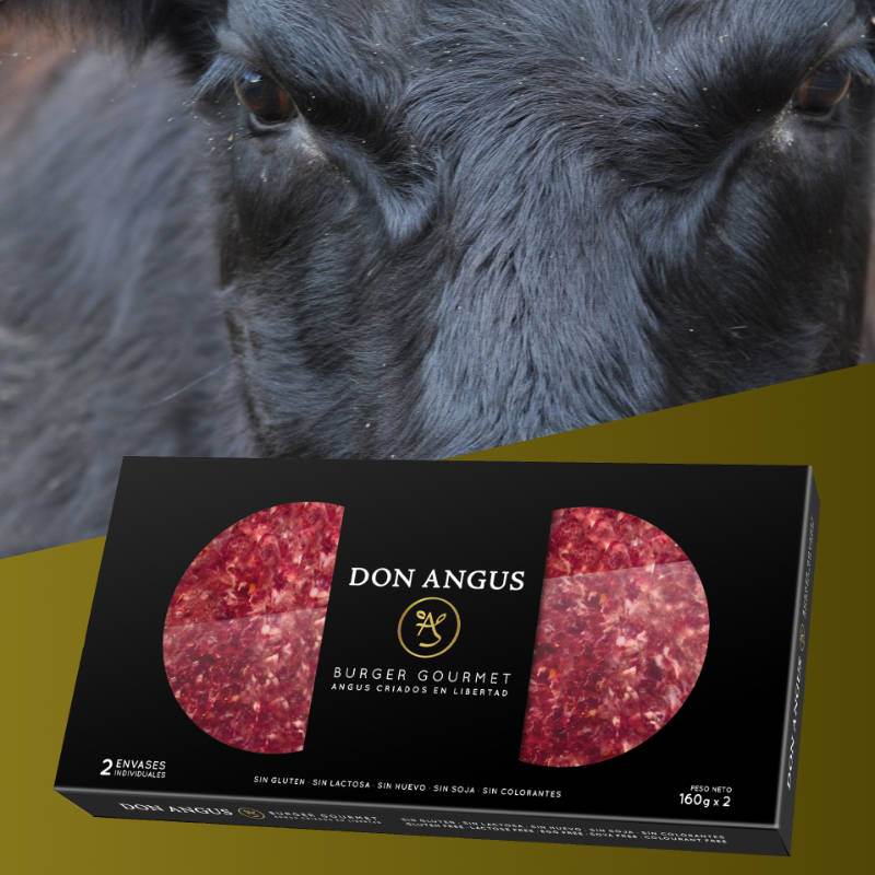 Envase de hamburguesas Don Angus con diseño de packaging premium de Empacke