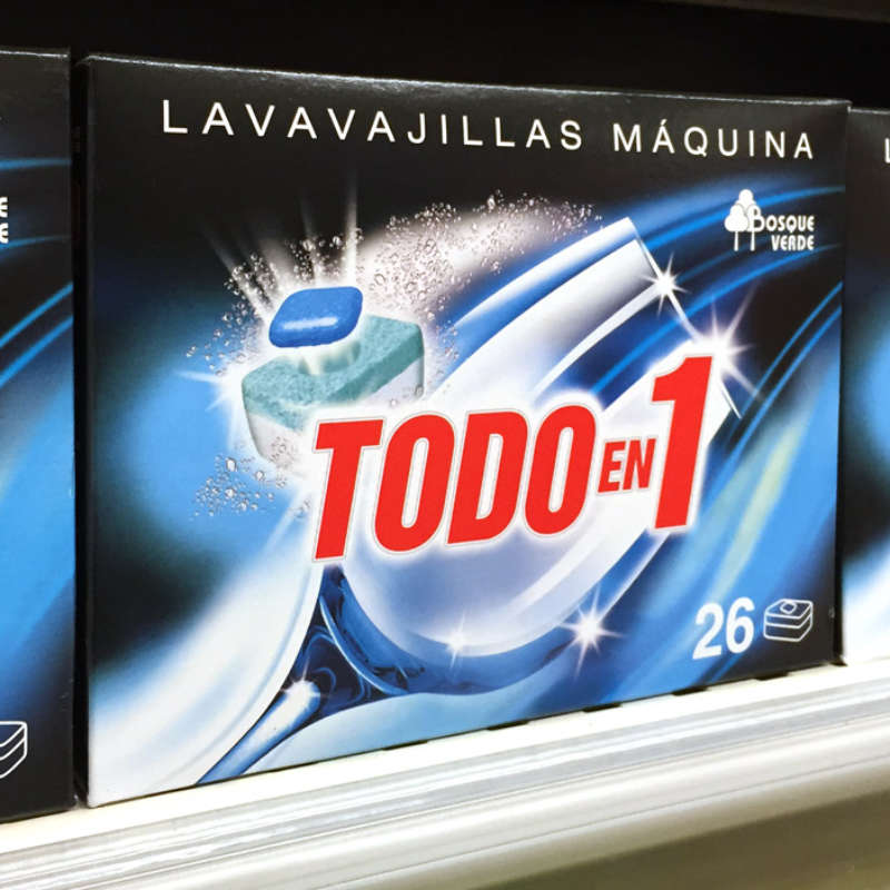Estuche diseño de packaging lavavajillas Bosque Verde Mercadona